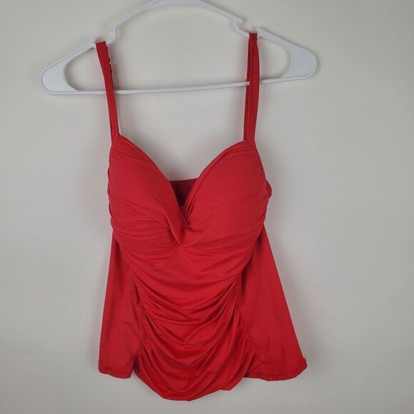 La Blanca Island Goddess Tankini Bathing Suit Top Swimsuit Ruching Modest Padded - Picture 1 of 5